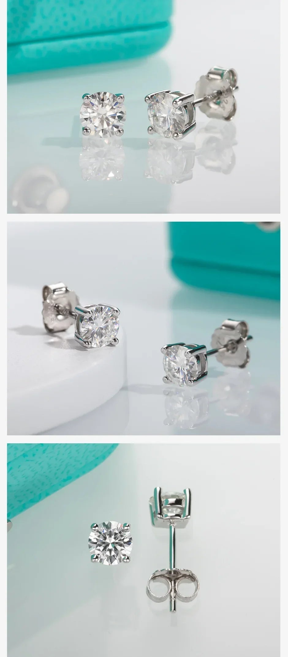 4mm D Color Moissanite Diamond Classic 925 Sterling Silver Stud Earring For Woman Fine Jewelry Wholesale