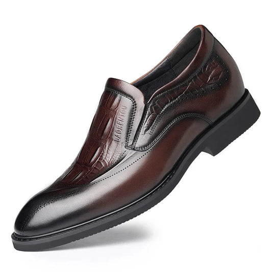 Men’s Crocodile Pattern Formal Business Shoes – Faux Leather Dress Footwear for Office & Events