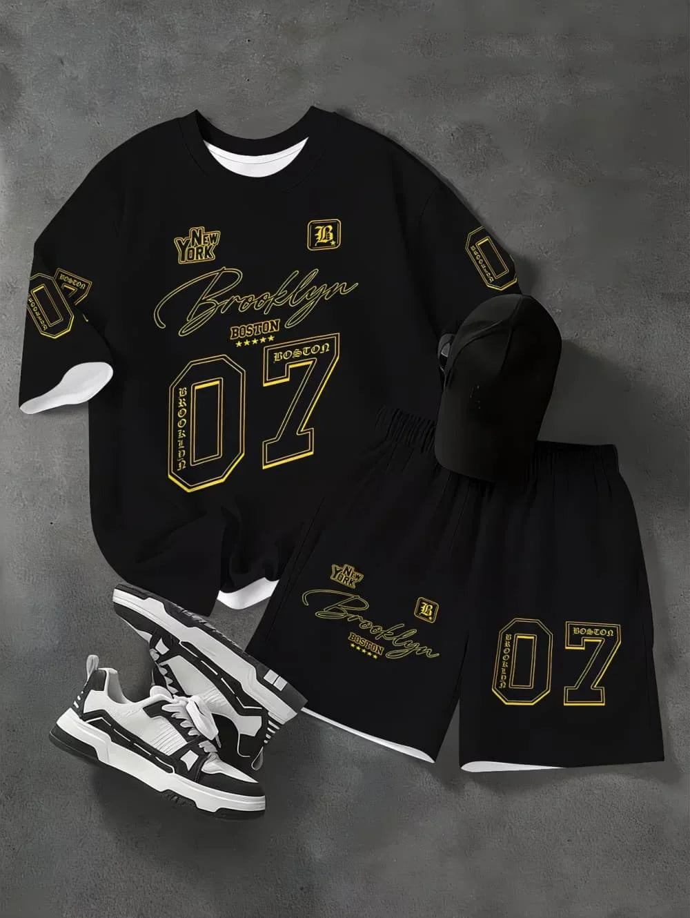 Fashiona Number Digital Printed Jersey Boy Short Sleeve Loose Fit Shorts and T-Shirt Set Sporty Outdoor Quick Drying 2pc Boy Set