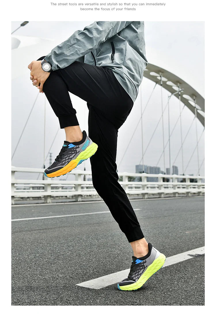 Men's Marathon Shoes Running Shoes Breathable High elasticity Cushioning Male Lightweight Sports Shoes Fitness Training