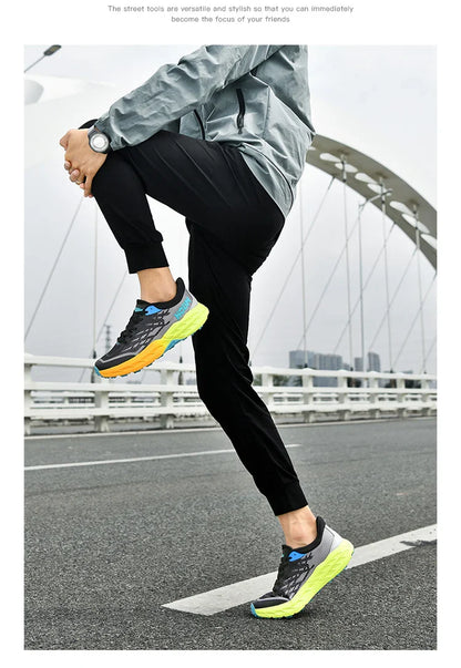 Men's Marathon Shoes Running Shoes Breathable High elasticity Cushioning Male Lightweight Sports Shoes Fitness Training