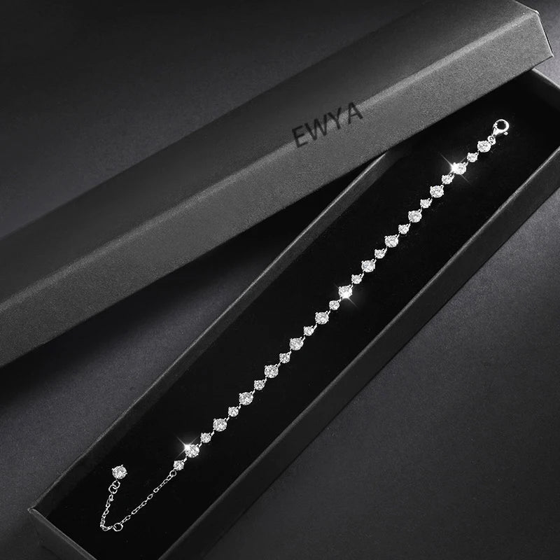 New In D Color 3/4mm Full Moissanite Tennis Bracelet For Women Lady S925 Silver GRA Certified Diamond Link Bracelets Gift