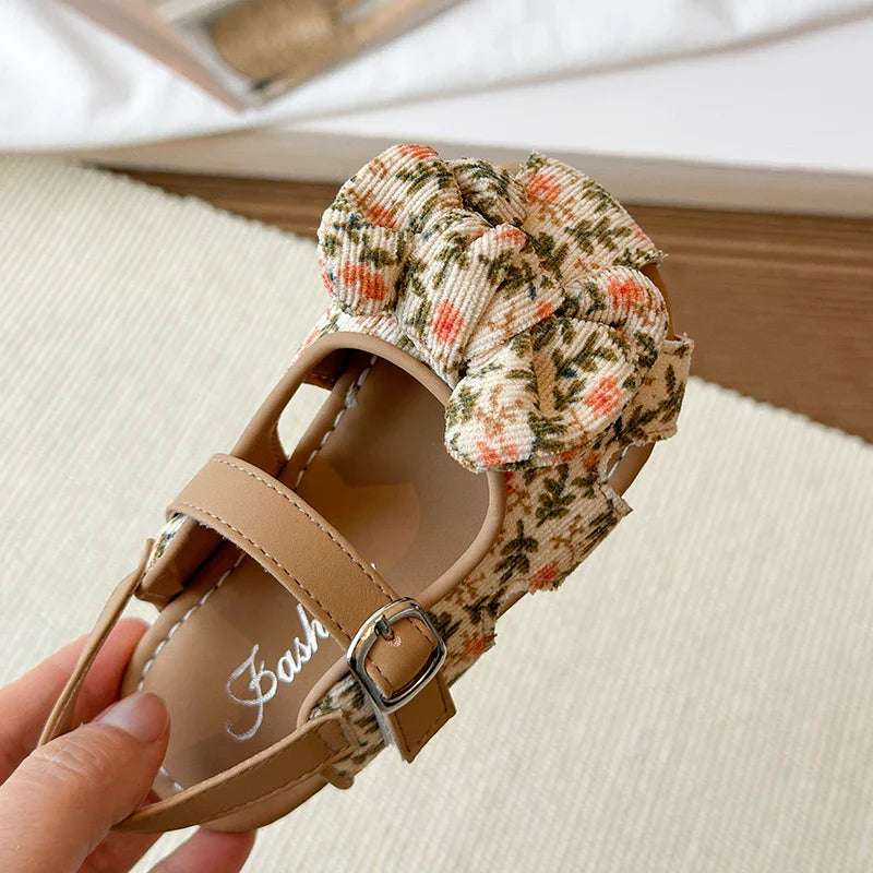 Summer Baby Girls Sandals Children Floral Bow Princess Shoes Soft Non Slip Toddler Kids Beach Shoes Comfortable Infant Sandals
