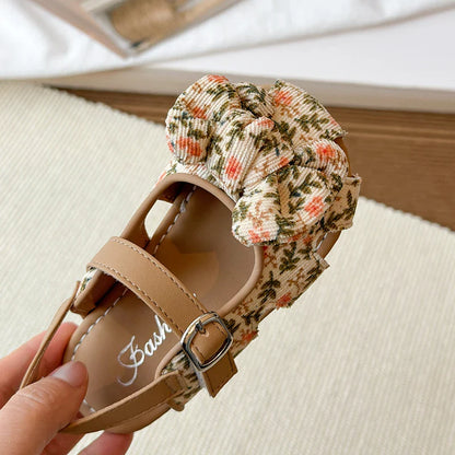 Summer Baby Girls Sandals Children Floral Bow Princess Shoes Soft Non Slip Toddler Kids Beach Shoes Comfortable Infant Sandals