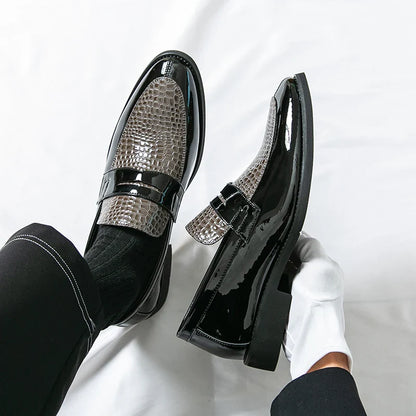 Loafers Shoes Men Color Blocked Business Casual Fashion Round Head Formal Wedding Shoes