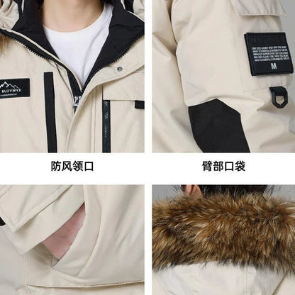 New Winter Mens Hooded Fur Collar Duck Down Coats High Quality Waterproof Coats Fashion Parkas Male Casual Warm Down Jackets
