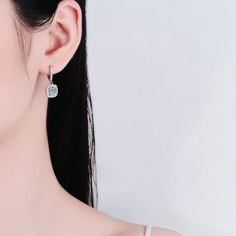 2 Carat Moissanite Drop Earrings for Women S925 Sterling Silver Sparkling Lab Diamond Earring Women's Wedding Jewelry