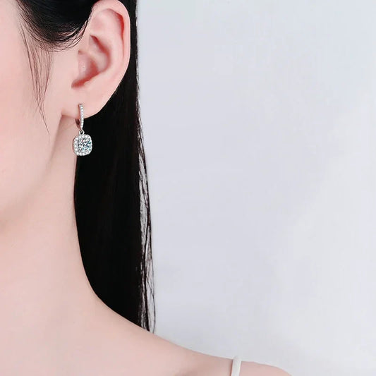 2 Carat Moissanite Drop Earrings for Women S925 Sterling Silver Sparkling Lab Diamond Earring Women's Wedding Jewelry