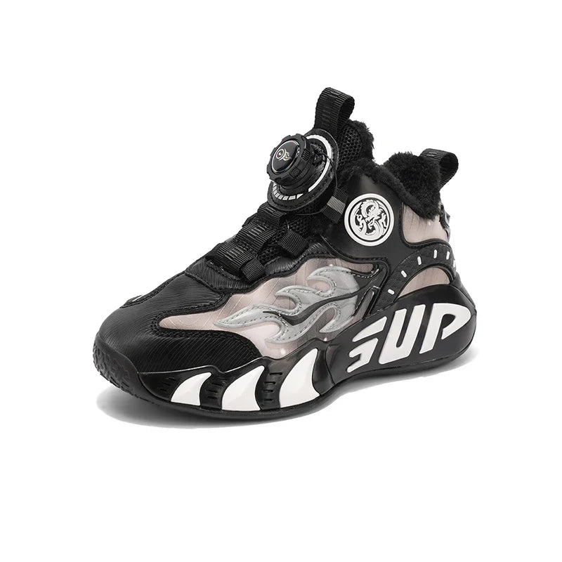 New autumn/winter 2025 children's basketball shoes with waterproof leather surface and training sports shoes for boys and girls