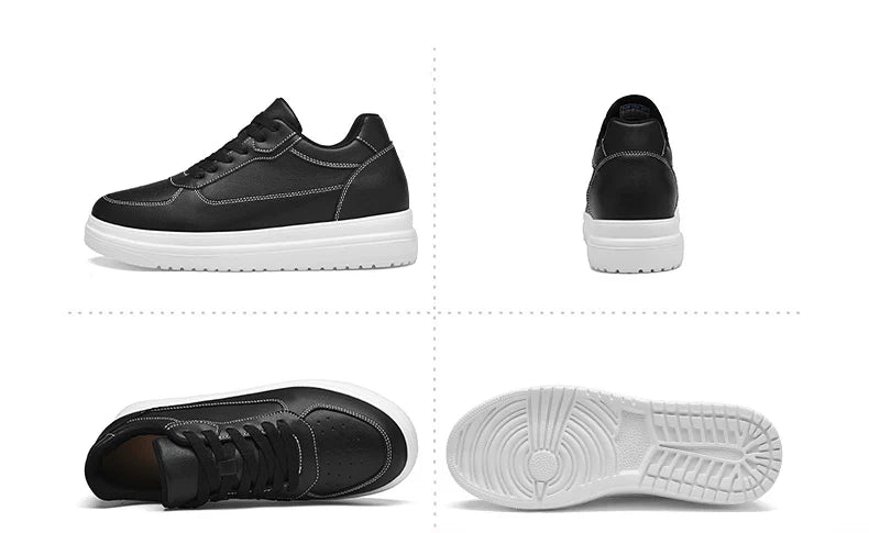 Novos sapatos masculinos invisíveis para aumentar a altura, sapatos esportivos de 6 CM-8 CM-10 CM, sapatos esportivos de couro branco para homens, tamanhos ampliados 36-46