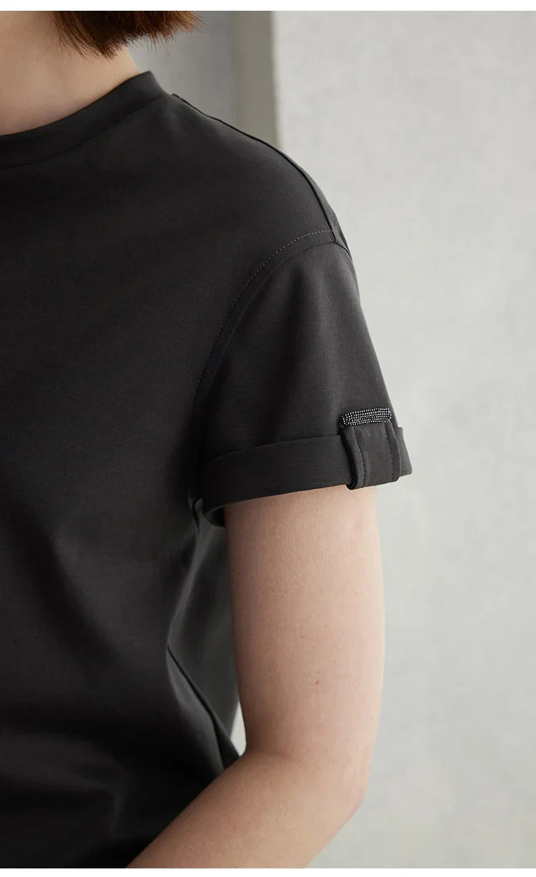 Summer Short Sleeved Clothes Premium Luxury Women's Clothing Combed Cotton Tshirts pima cotton Tee Shirt