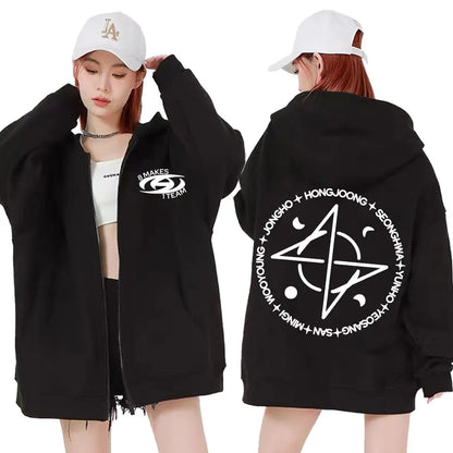 Ateez The World Ep. Fin Will Album Tour 2024 Zipper Hoodies Men Women Korean Fashion Zip Up Sweatshirt Casual Jacket Hoodie Tops