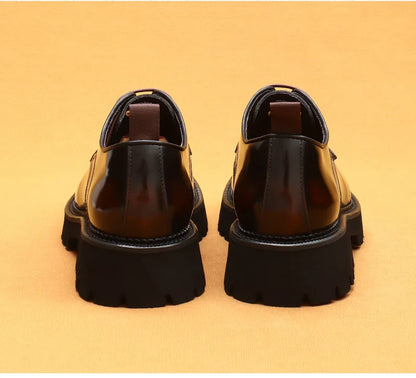 Men Oxford Brogue Genuine Leather Shoes Black Brown Classic Style Platform Lace Up Formal Shoes Wedding Office Dress Shoes Men