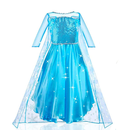 Snow Queen Princess Dress for Toddler Girl Elsa Festival Carnival Fancy Kid Birthday Party Clothing Lovely Halloween Cosplay