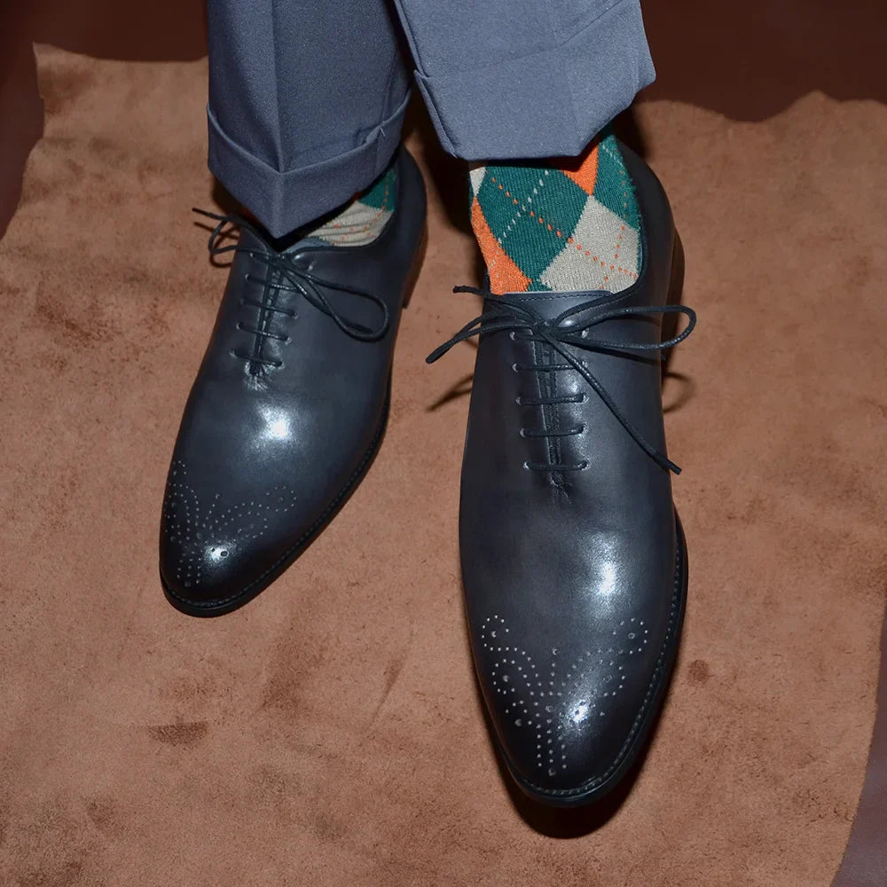 Luxury Classic Mens Oxford Dress Shoes Whole Cut Genuine Leather Handmade Lace-up Formal Shoe for Men Wedding Business Office