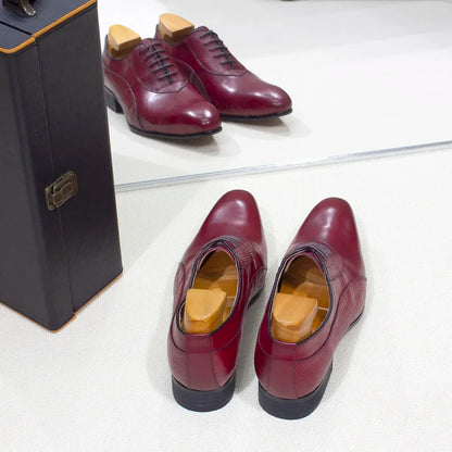 Luxury Genuine Leather Men's Dress Shoes Oxford Handmade Formal Office Business Wedding Classic Lace-Up Footwear
