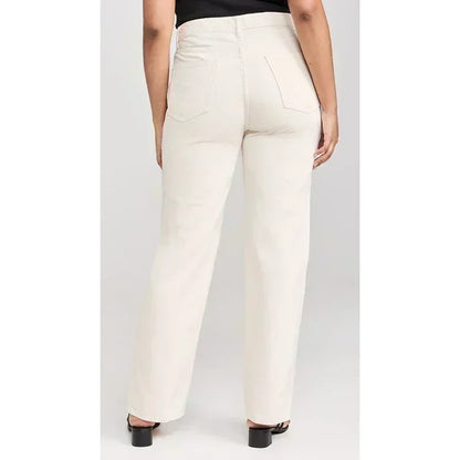 Ins Fashion Jeans Women Comfortable High Waisted White Jeans Girls Thin Stretch Denim Pants Female Straight Leg Trousers