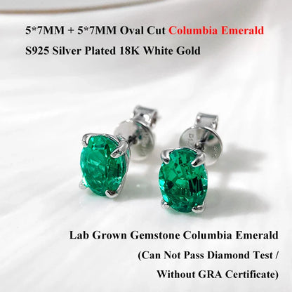 5*7mm Oval Cut Ruby Emerald Moissanite Stud Earrings Lab Grown For Women Man Unisex Gemstone Party 925 Silver Earring Gift