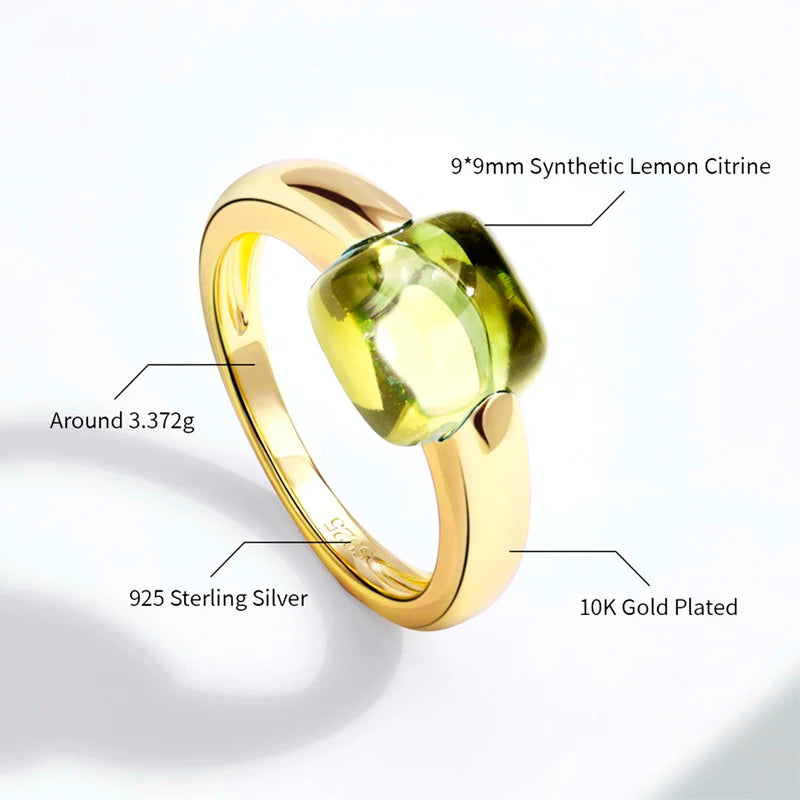 925 Sterling Silver 10K Gold Plated Color Crystals Rings For women's ring Luxury Inlaid Water Drop Pendant Party Gift