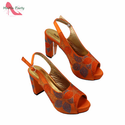 2024 Italian Design Shoes and Bag Set in Pink Color High Quality New Arrivals with Shinning Crystal for Wedding Party