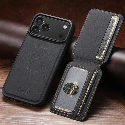 Wireless Charging Phone Case Magnet Card Holder Stand Faux Leather For iPhone 17 Pro Max 16 Plus 15 14 13 12