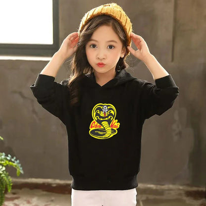 Children's Hoodie+Pants black Children cobra stamp Coat Boys Girls Hoodie Tops Leisure Sweatshirr Toddler 3-12 Year Clothing
