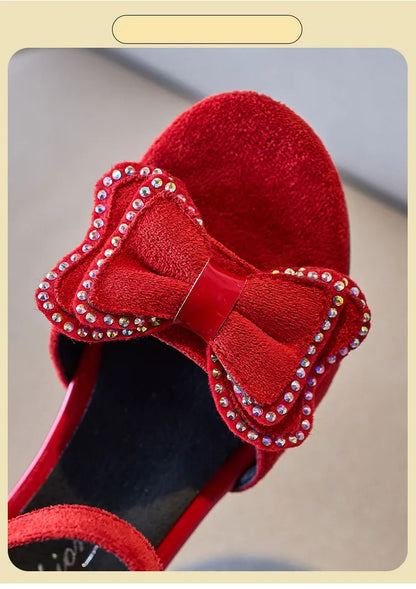 Girls Leather Shoes Anti Slip Summer Korean Style Children Fashionable Low Heels Hook & Loop Elegant Princess Mary Janes Wedding