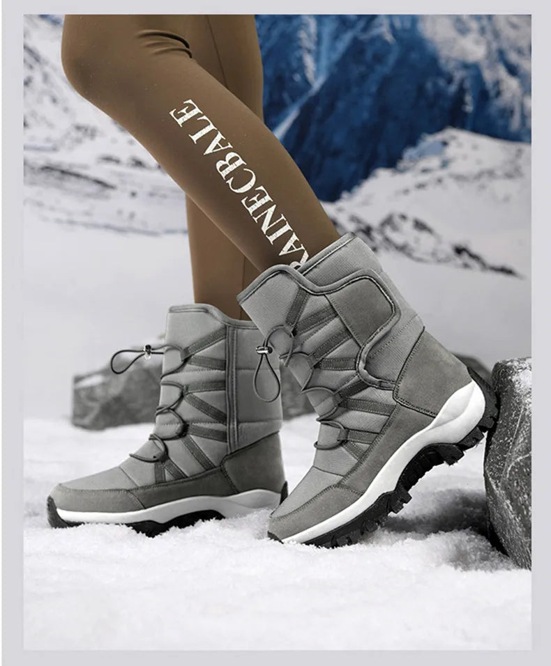 Men's Winter Shoes Waterproof Men's Boots Warm Plush Couple Snow Boots Outdoor Non-slip Hiking Boots Men Work Ankle Boots