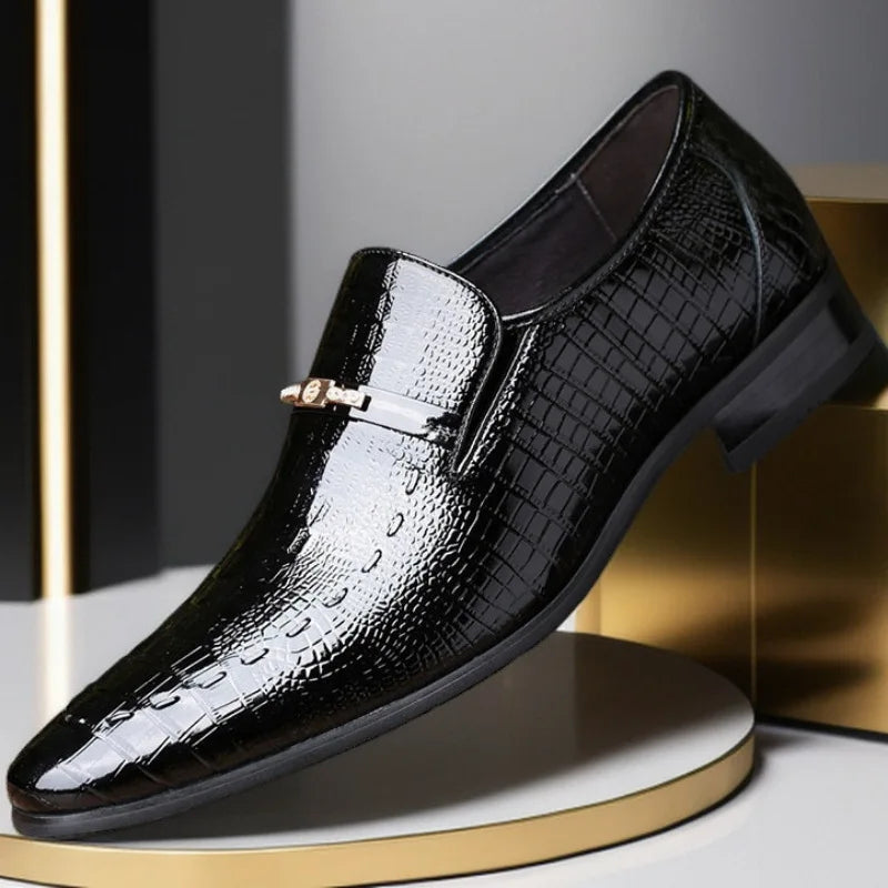 Classic Dress Shoes for Men Leather Shoes PU Crocodile Business Casual Formal Sneakers Plus Size Office Wedding Party Oxfords