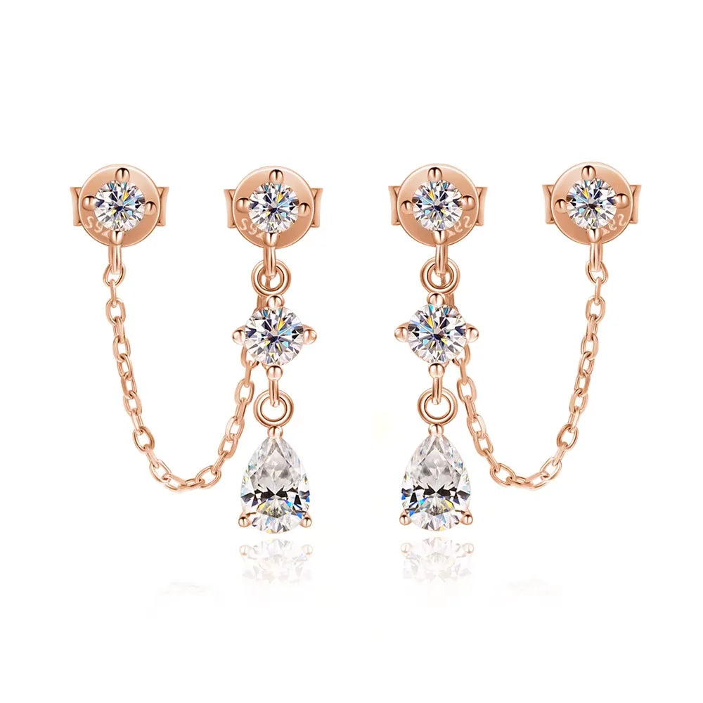 D VVS1 Moissanite Earrings for Women GRA Certified Pear Cut Pendant Tassel Earring Solid s925 Silver Dainty Ear Ring
