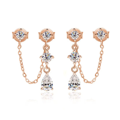 D VVS1 Moissanite Earrings for Women GRA Certified Pear Cut Pendant Tassel Earring Solid s925 Silver Dainty Ear Ring