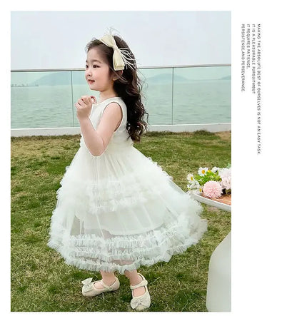 Girl's Dress Summer New Children's Sleeveless Yarn Dress Fluffy Dress Girl's Fashionable Baby Princess Dress