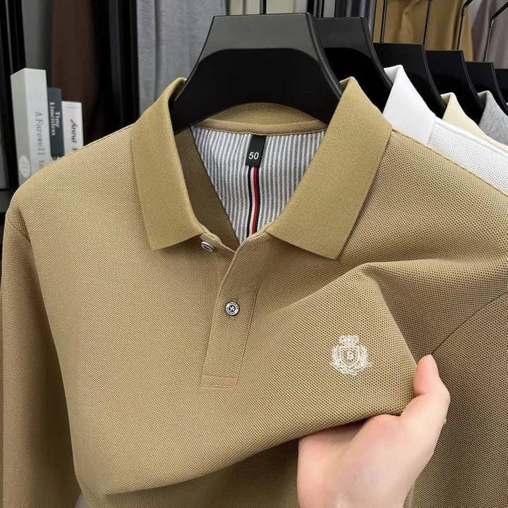 Spring and Autumn new men's long sleeved business casual fashionable comfortable POLO shirt exquisite brand embroidered golf top