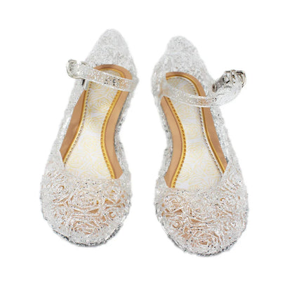 Toddler Infant Kids Baby Girls Summer Crystal Sandals Frozen Princess Jelly High-Heeled Shoes Party Dance Shoes Snow White Shoes
