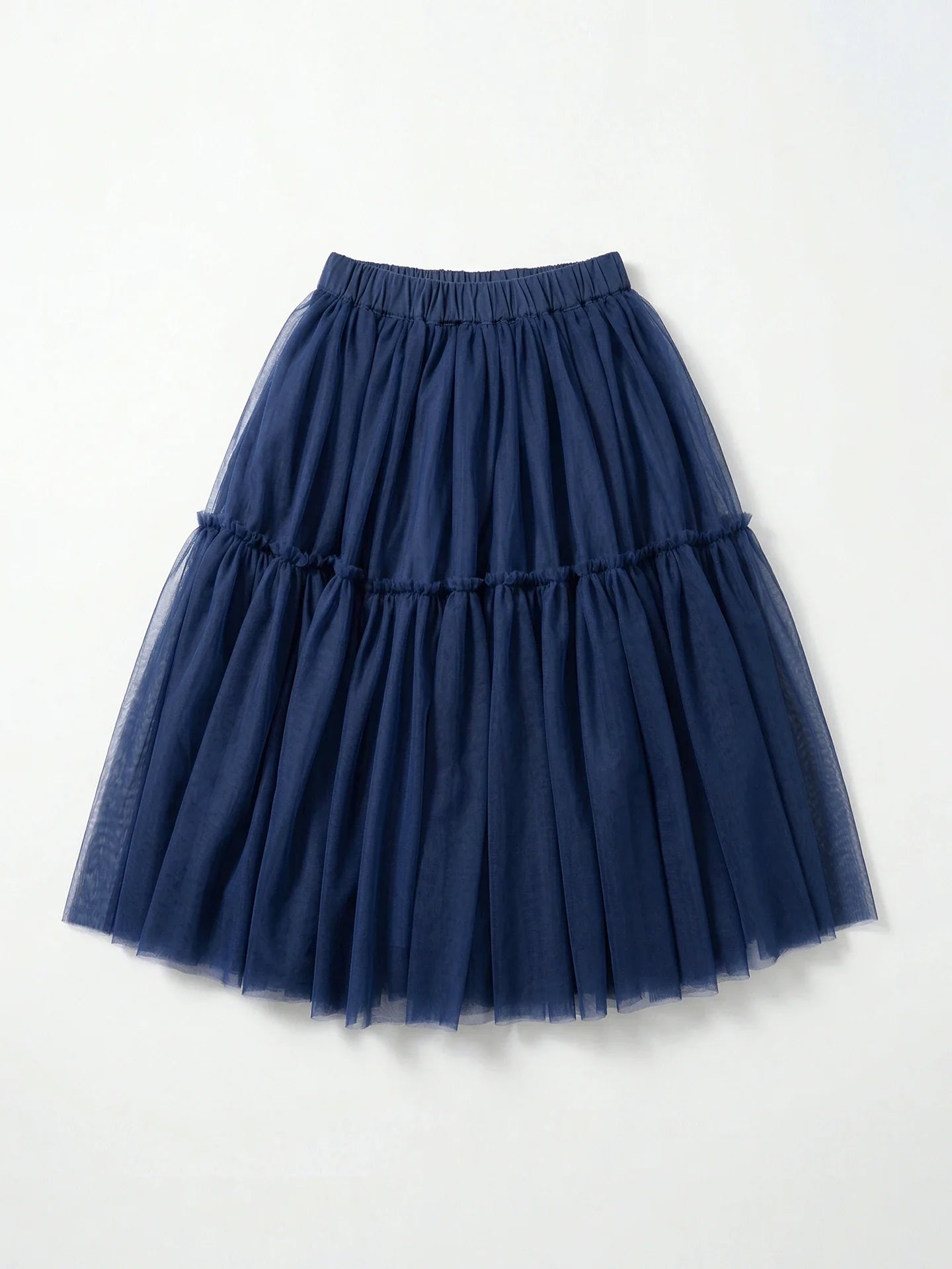 2026 Spring High Waist A-line Puff Half length Skirt Versatile Mid length Retro Blues Mesh Skirt 265398