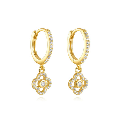 925 Sterling Silver luxury leaf Design zircon Charms hoop earrings for women Shiny Zircon Wedding Party jewelry gift plata