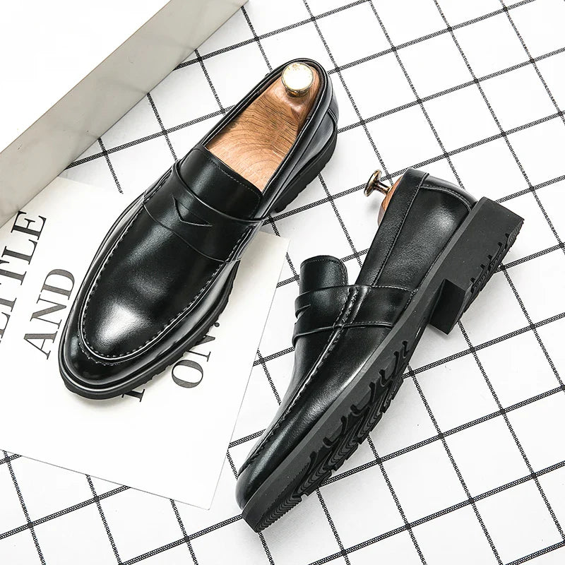 Mens Leather Designer Brand Casual Classic for Men Smile Breathable Office Loafers Formal Business Footwear Dress Shoes Flats 48