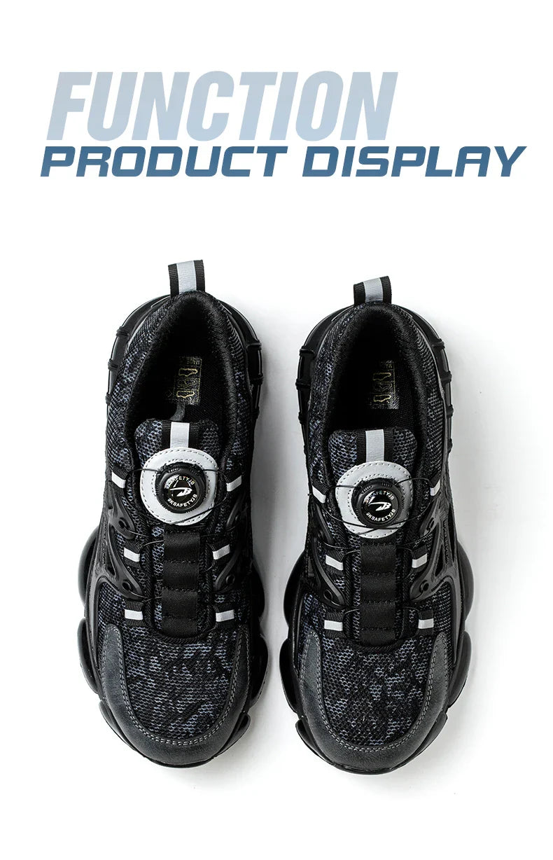 Rotating Button Safety Shoes Men Work Shoes Steel Toe Cap Working Boots Sneakers Man Anti Puncture Dangerous Work Shoes