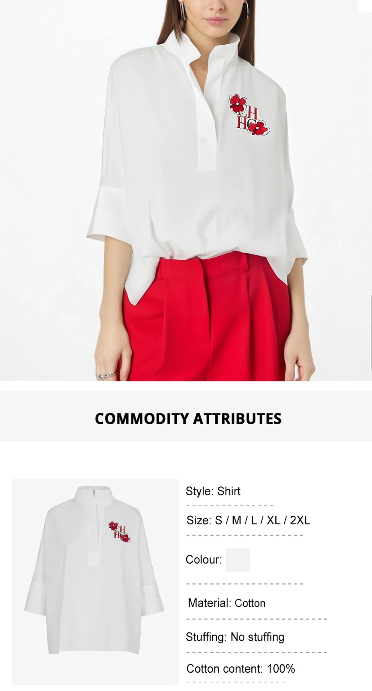 Women's T-shirt 2025 New White Cotton Top 3/4 Sleeves Simple
