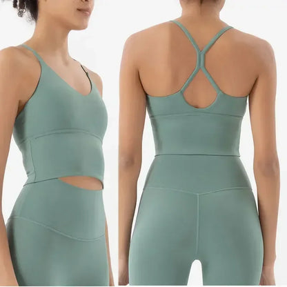 Women's Naked Feeling Sports Bra and Leggings Two Piece Set - High Waist Gym Outfits for Female Fitness, Activewear Sports Sets