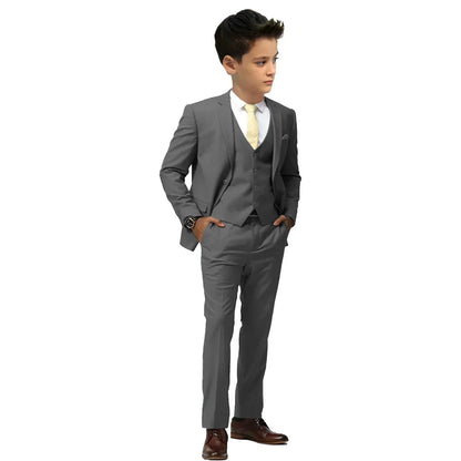 Kids Suits Boys Wedding Tuxedo Formal Jacket Vest Pants 3 Piece Set 2-16 Custom Sizes Clothes Child Blazer