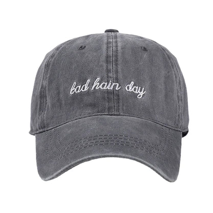 Bad Hair Day Washed Black Baseball Cap female male Snapback Hat