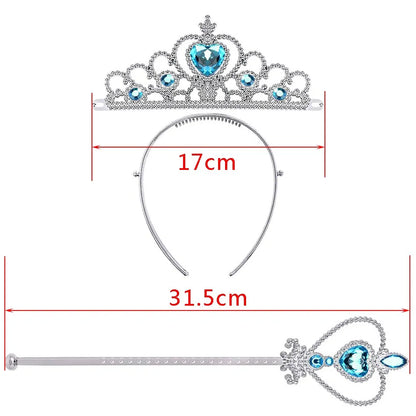 Girls Elsa Coronation Dress Up Long Sleeve Snow Queen Halloween Party Princess Costume Kids Christmas Elza Fancy Clothes Cloak