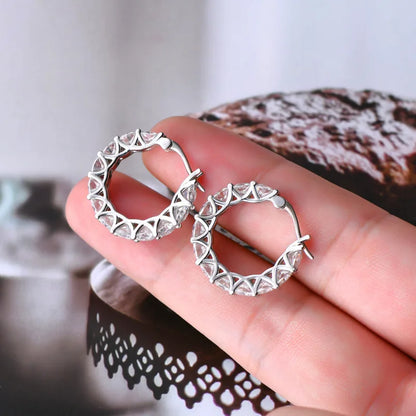 Luxury D Color 4mm 0.3CT Full Moissanite Hoop Earrings for Women S925 Silver All Diamond Earring Ear Buckle Fine Jewelry