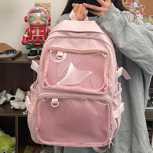 Japanese Style Transparent Ita Bag for Girls Comic Cons Large Capacity Women Backpack Fashion School Bags for College Student JK