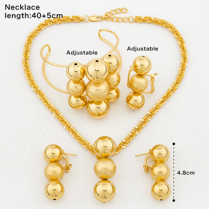 Luxury  Color Jewelry Set Nine Beads Cuff Bracelet Earrings Necklace African Dubai Drop Earrings Ring Fashion Italy Jewelry