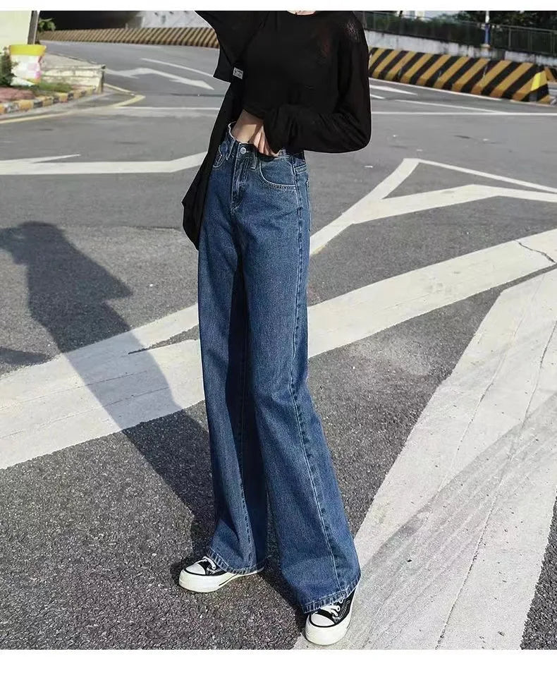 High-waisted Slimming Loose-fit Bottoms Denim
