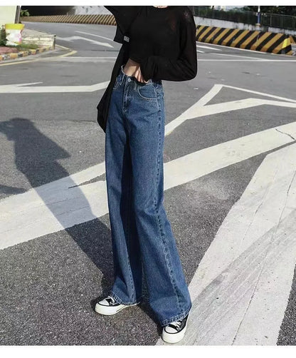High-waisted Slimming Loose-fit Bottoms Denim