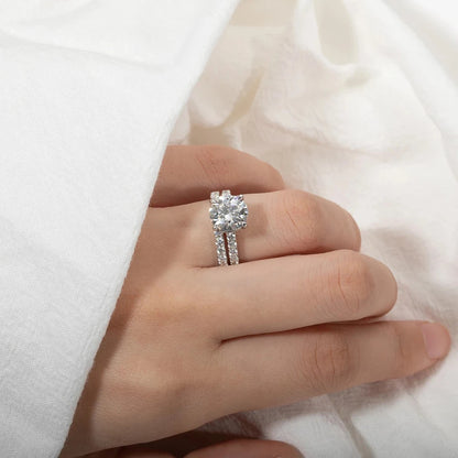 5.28ct All Moissanite Rings Set Women Gift Sparkling Lab Diamond Wedding Rings S925 Sterling Silver Plated 18K Jewelry