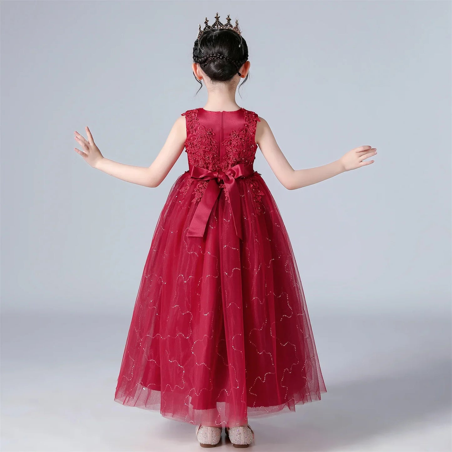 Kids Dresses For Girls Lace Dress Gown Princess Clothes Children Formal Evening Party Flower Girls Wedding Vestidois